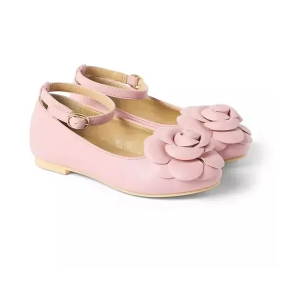 Janie and Jack Rosette Ballet Flat in Pale Pink Size 5