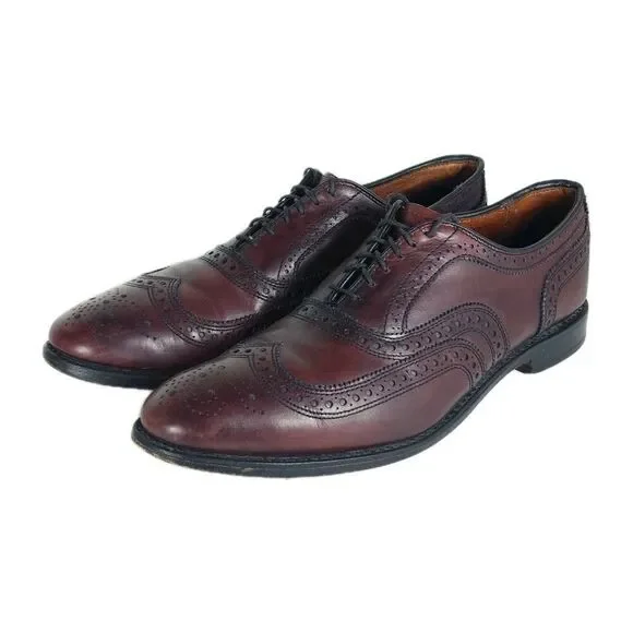 Allen Edmonds Mens McAllister US9,5C Burgandy Leather Wingtip Brogue Dress Shoes