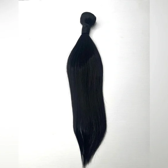 19” Human Hair Blend Straight Bundle – Natural Black, Soft Silky Weft, Heat-Safe