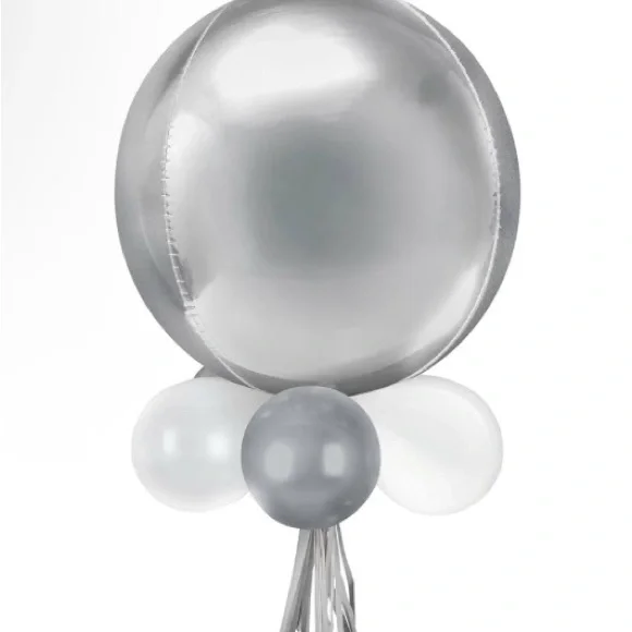 New- Silver and White Balloon Chandelier Kit