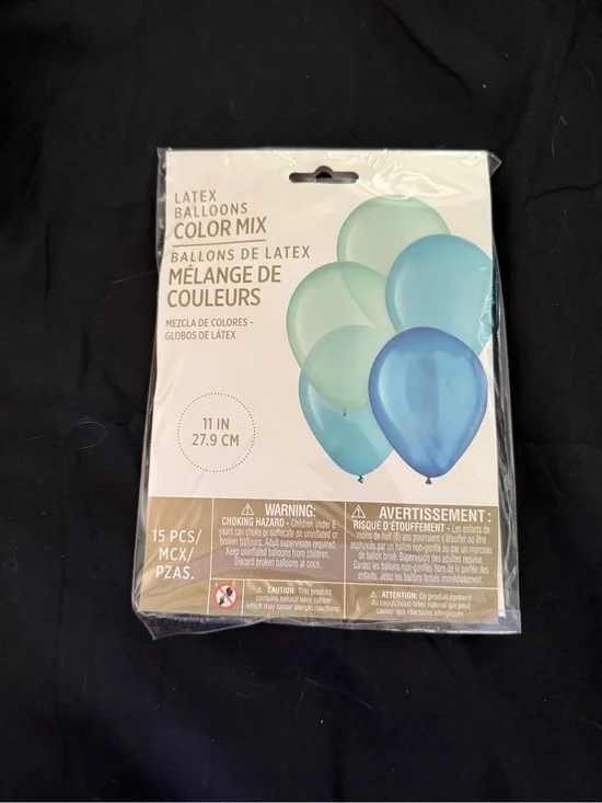 11” Blue Color Mix Premium Latex Balloons - Blue & Teal - Pack of 15