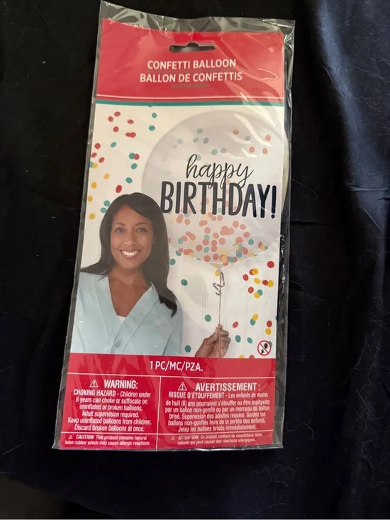 24” Happy Birthday Printed Confetti Filled Balloon- Helium Quality