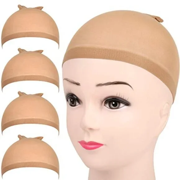 4 pieces Light Brown Stocking‎ Wig Caps Stretchy Nylon Wig Caps for Women