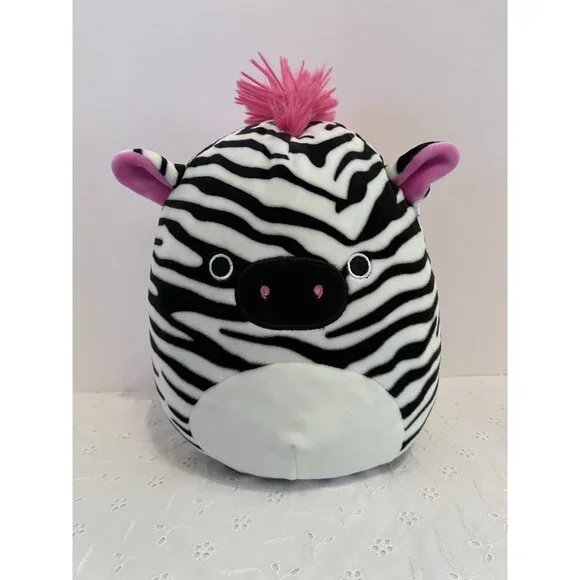 Freddie Zebra Original Squishmallow Zebra Super Soft Plush Pillow Pink Ears 10