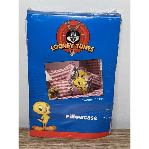 Looney Tunes Tweety Bird In Pink Standard  Pillowcase USA Vintage NOS 1999 NWT