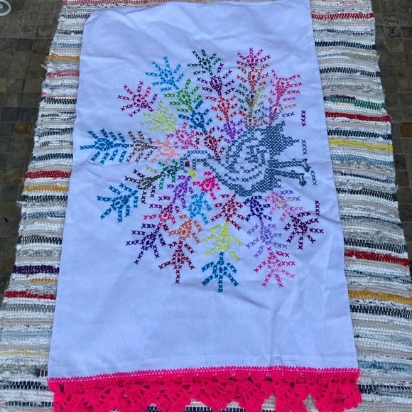 Peacock embroidered pillow cases  handmade