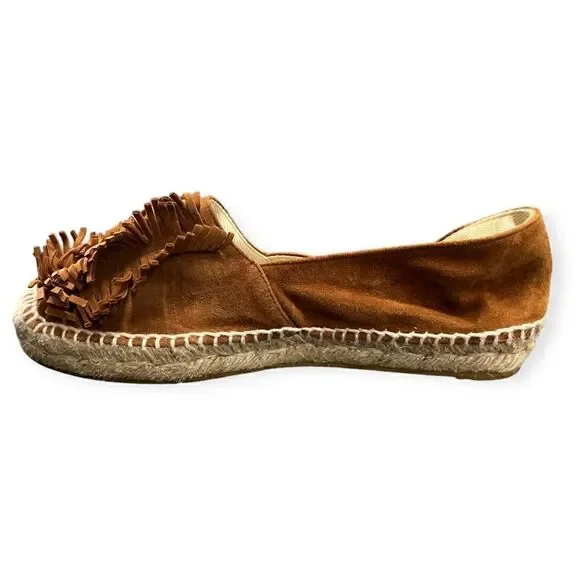 Castañer Anthropologie Tan Brown Suede Fringe Espadrilles EU 38