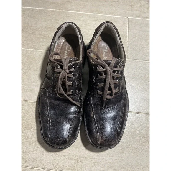 Clarks Mens‎ Brown Leather Lace Up Oxford Shoes Comfort Casual Dress Shoes
