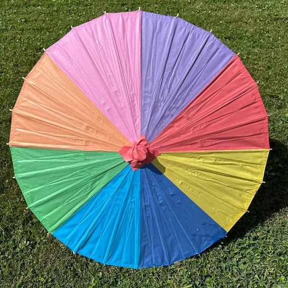 Rainbow Paper Parasol Sun Umbrella for Wedding or Summer Decor