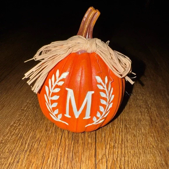 Orange Monogrammed Pumpkin Decoration
