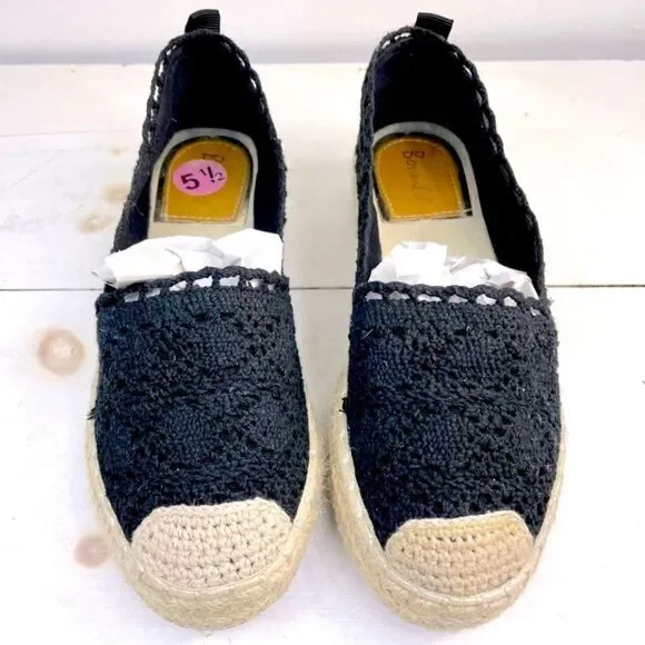 Bonnibel black crochet espadrilles 5.5 slip on