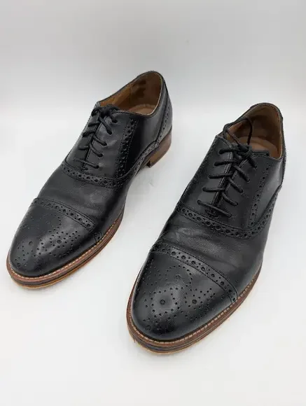 Johnston And Murphy Conrad Leather Cap Toe Mens Size‎ 9 Black Lace Up Oxford