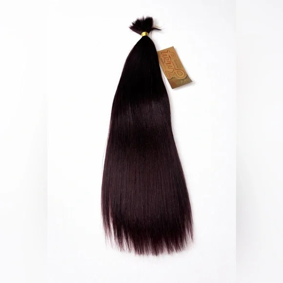 Zury 100% Human Hair Micro Yaki Bulk Hair Extension 24” – T Black Balayage wine