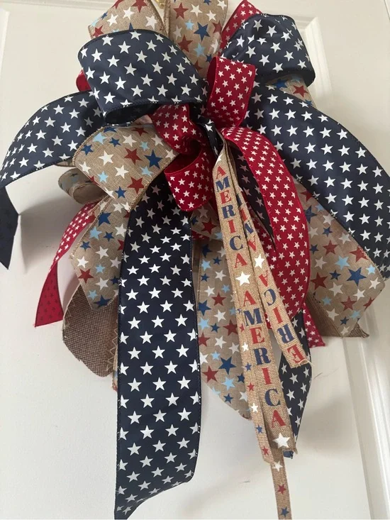 XLLarge Patriotic Americana Bow 4th July 250th Wreath DIY Custom Final Sale