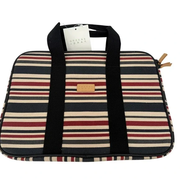Greene & Gray‎ Brand NWT Striped Laptop Sleeve Nautical Preppy Academic Thin