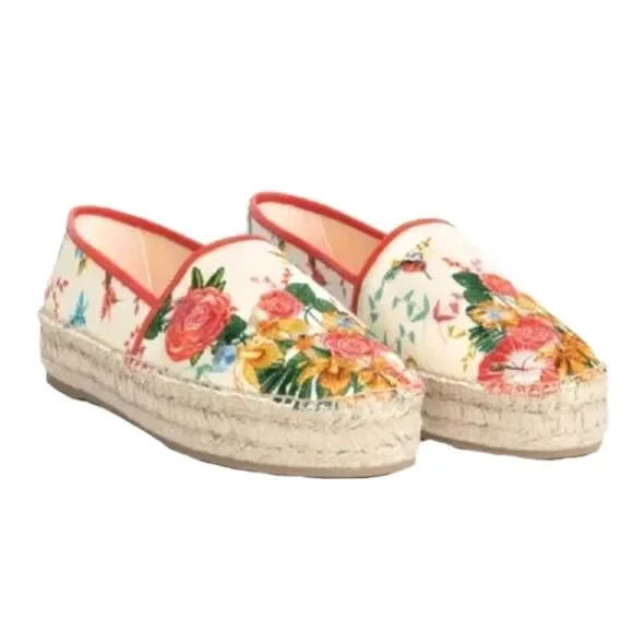 Johnny Was Andra Floral Embroidered Espadrille Shoe Size 9