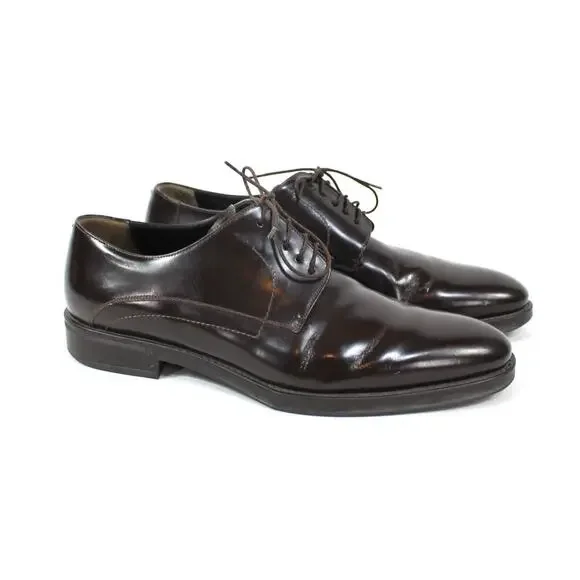FENDI Roma Dark Brown Leather Rubber Sole Lace Tie Derby Dress Shoes 9 Formal
