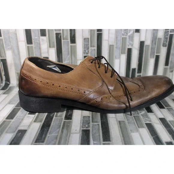 Giorgio Brutini Kwitt Men's Oxford Tan Leather Wing Tip Dress Shoes Size 11