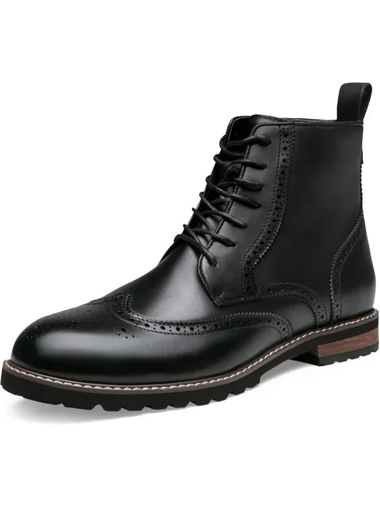 Men's Black Boots Premium Leather Cap Toe Casual Boots Chukka Dress Boots