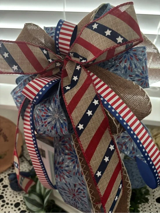 Multi-seasonal Patriotic Bow 4th Of July Stars Stripes Celebrate DIY Final Sale