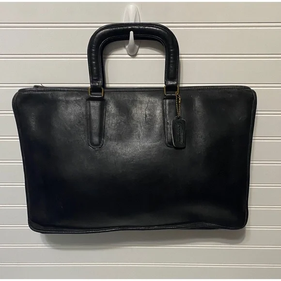 Coach Vintage Bonnie Cashin Black Slim XL Briefcase Shoulder Bag NYC 17 x 10