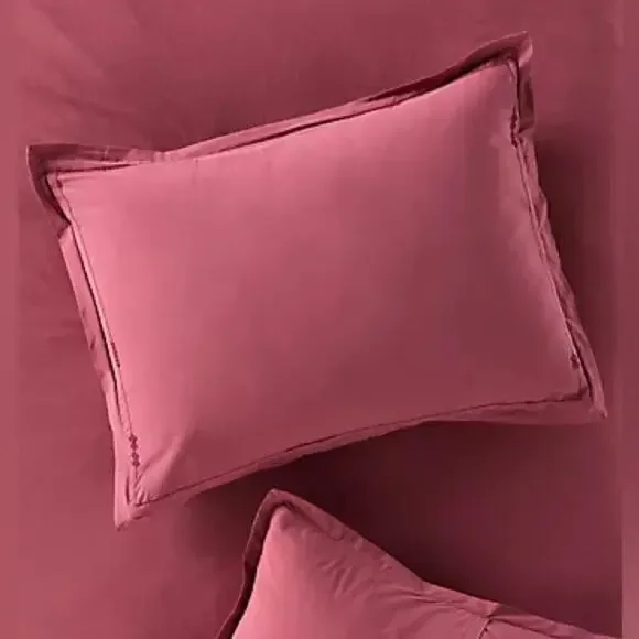 Anthropologie Taylor King Organic Cotton Percale Embroidered Shams, Set of 2