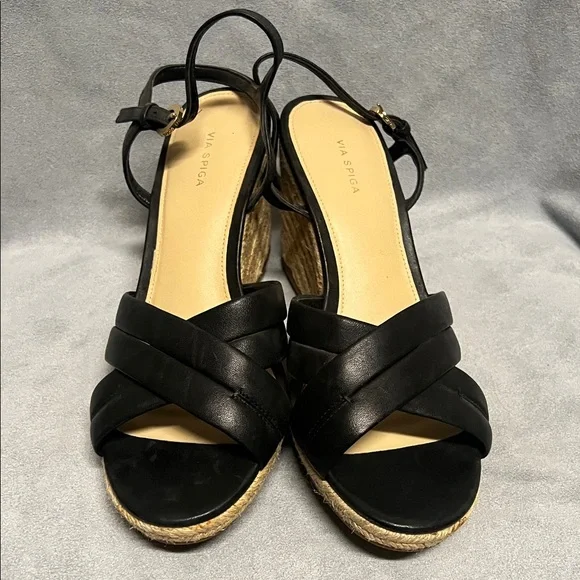 Via Spiga Black Espadrille Sandals
