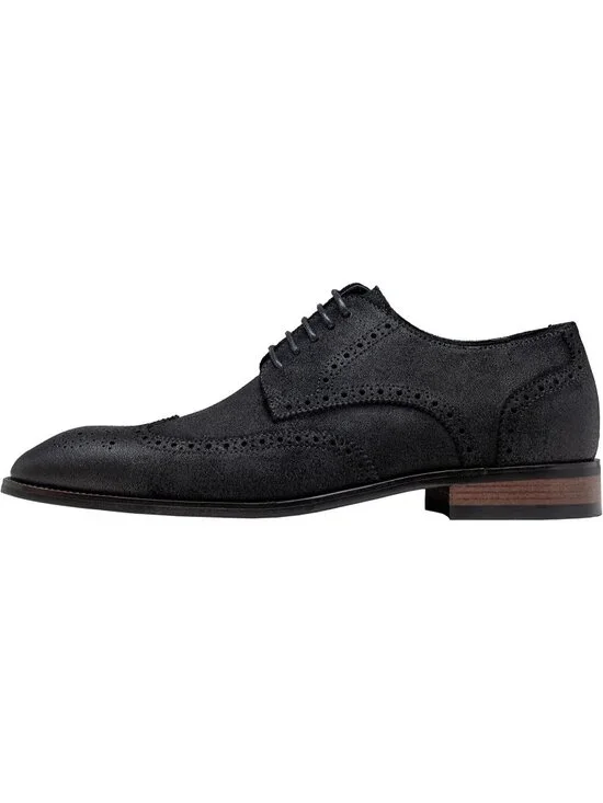 Men's Suede Black 1 Dress Shoes Leather Wingtip Formal Business Oxford Shoes