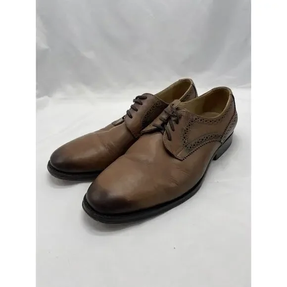 Martin Dingman Oxford Mens Size 9D Dress‎ Shoes Brown Burnished Leather Cap Toe
