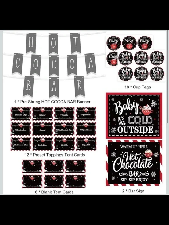 Hot Cocoa Bar Party Kit - Black & Red