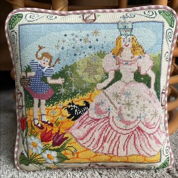 Wicked Wizard of Oz Needlepoint 16” Square Throw  Pillow Cushion