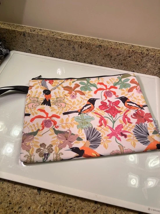 Popups Floral Computer Sleeve Bag Carrier Neoprene 11”x15” Zips Close