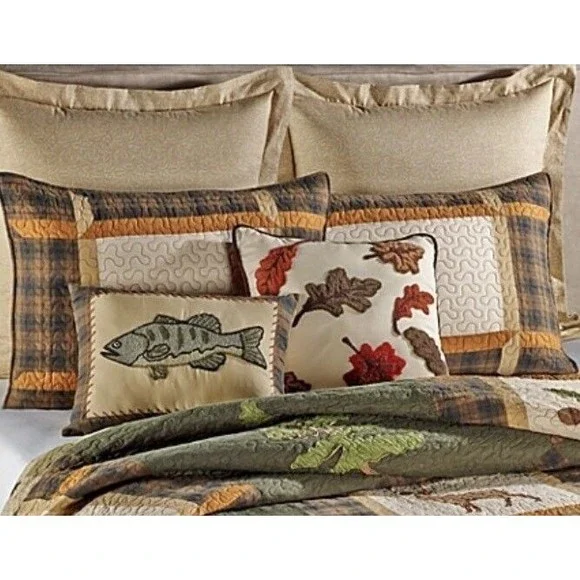 New Hidden Retreat Euro Shams Set Of 2 Forest cabin fish cottage lodge Nature