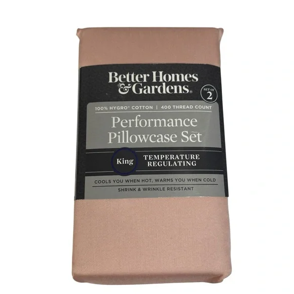 Better Homes & Gardens Blush King Performance Pillowcase Set 400 Thread Count