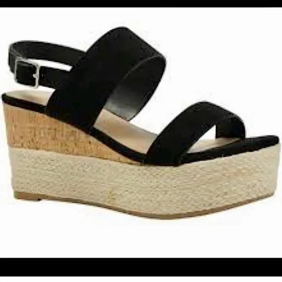 Coconut by Matisse Espadrille Wedge Black Strappy Sandal​​​