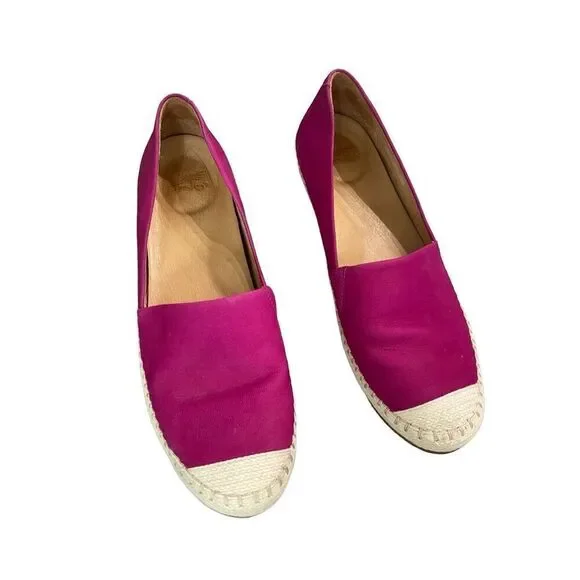Dansko Womens Pink Leather Slip On Loafer Espadrille Flats Sandal Size 41