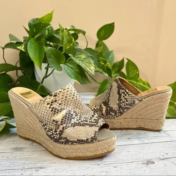 Kanna Women’s‎ Snake Skin Wedge Espadrilles Open Toe Shoes Size 36