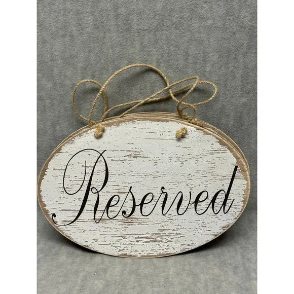 Reserved Signs Set of 5‎ Home Decor White Distressed Rustic Wood Oval New