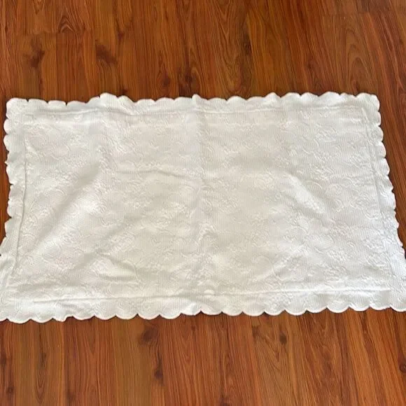 Sferra Bros white heavy cotton plissé long decorative 32x18 decorative pillowcas