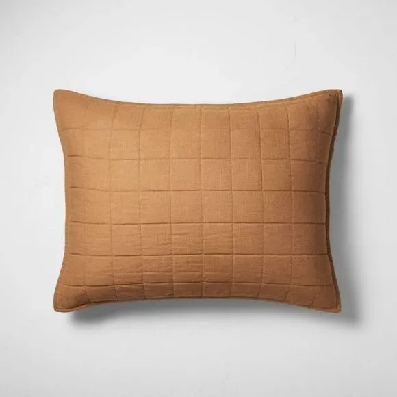 Casaluna Quilted Pillow Cover in Warm Brown set of 2.