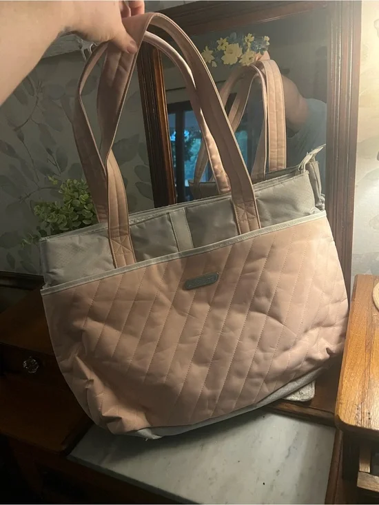 DICKIES Classic Quilted Puffer Shoulder Work Laptop Bag Pink Grey 20 x 14 Inches