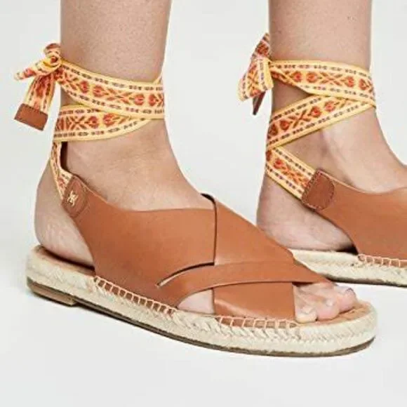 Sam Edelman 7 Womens Brown Leather Espadrilles Sandals Shoes