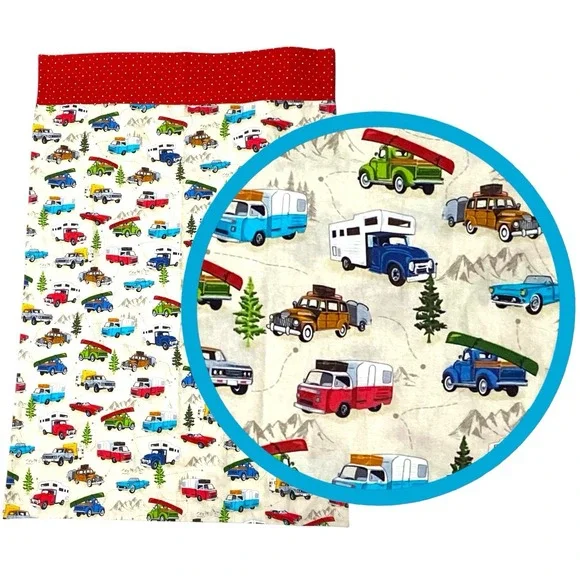 Retro Camper Print Pillowcase Handmade Standard Novelty Gone Camping Travel‎ VW