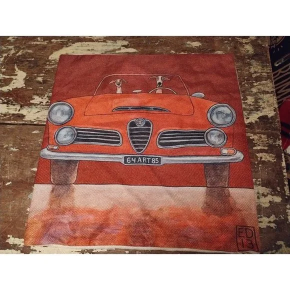 Dogs in red car pillowcase