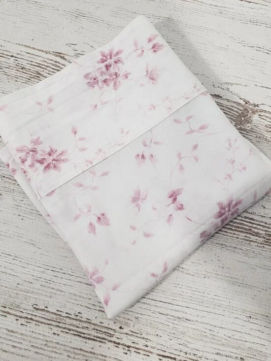 Laura Ashley  White & Pink Floral Cotton Standard Pillow Case  Cottagecore