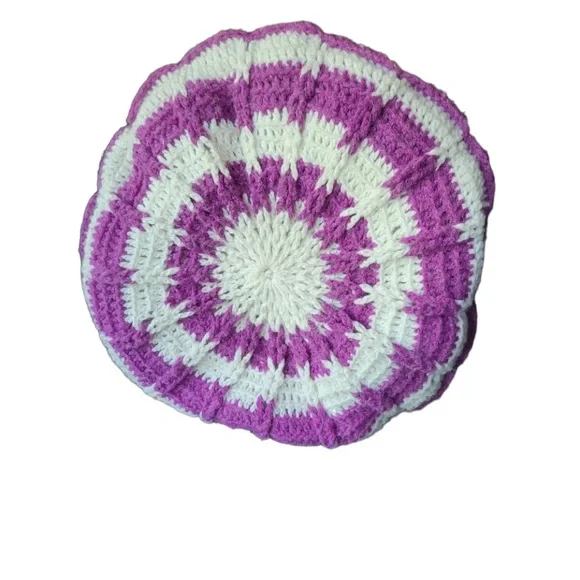 1 Vintage Purple & White‎ Crochet Throw Pillow