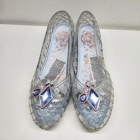 Disney Cinderella Glass Slipper Sparkle Light Up Gem Heart Dresss Shoes Size 2/3