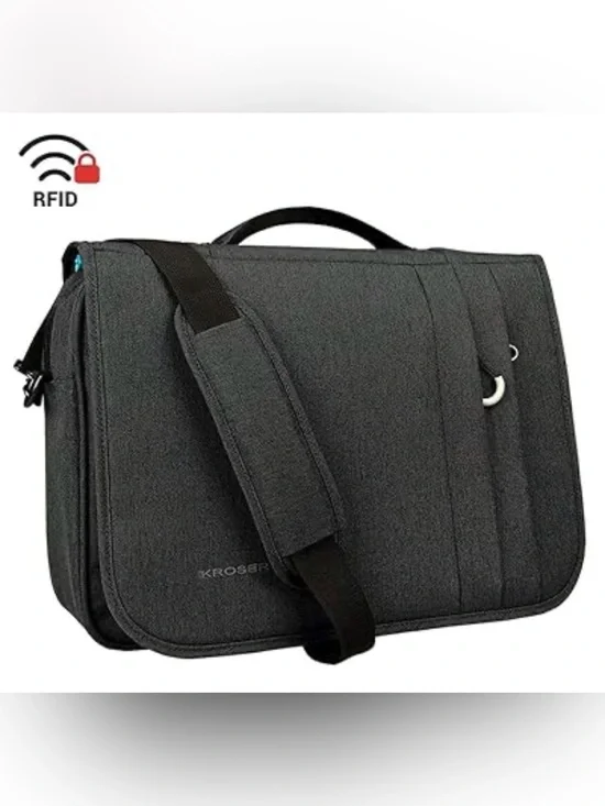KROSER Black RFID Laptop Messenger Bag for Women