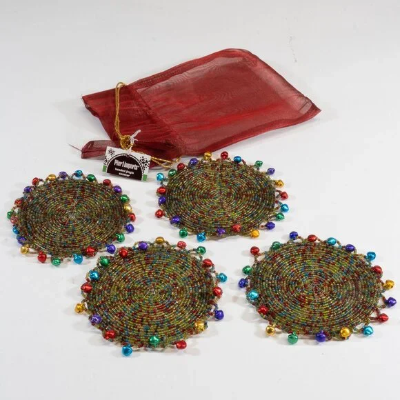 Pier One Beaded Jingle Coasters, Set of 4