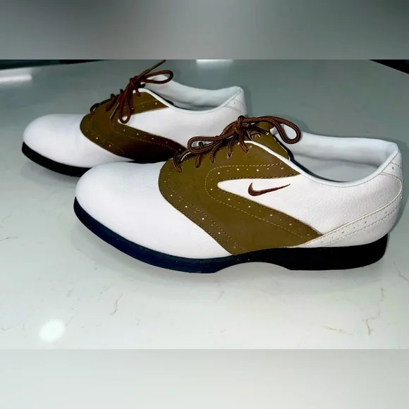 Nike Golf Shoes Brown & White Size‎ 7.5 Oxfords